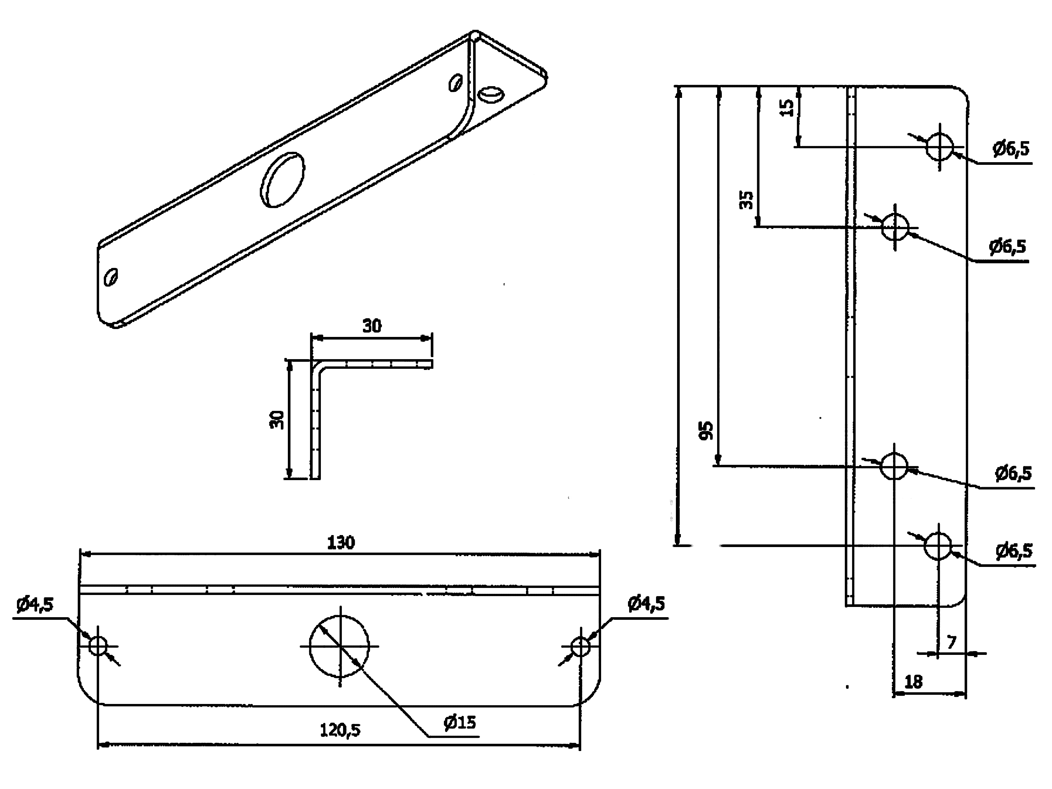 Hållare svartlackad för blixtljus 130x30x30 mm - 2