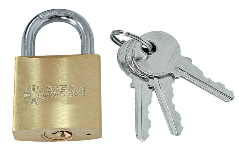 Brass Thin Padlock 63 mm Chrome Plated Hard. Shackle. 3Keys.