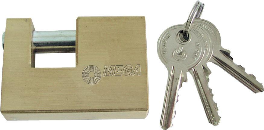 Close Shackle Brass Padlock 90 mm. Shackle Chrome Plated, Hardened 12 mm Dia, Dist. 35 mm.