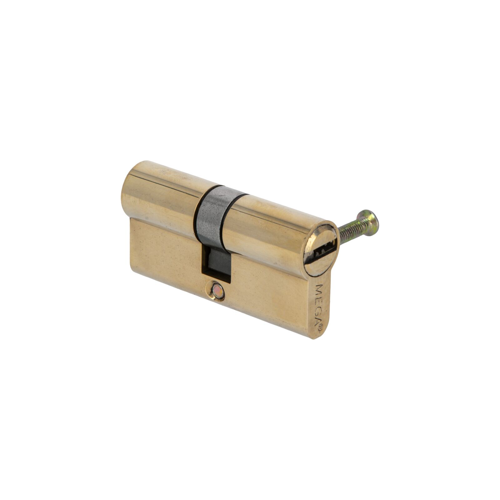 Brass Lock Cylinder, Symmetrical - 62 mm. 6 Special Security Type Keys. Lång Brass Screw 64 mm. On Card - 2