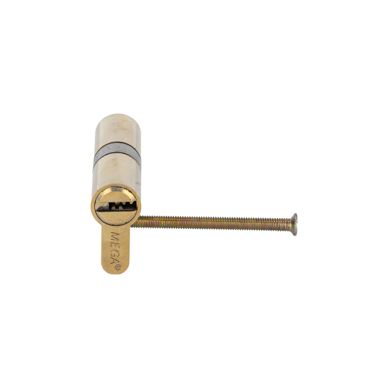 Brass Lock Cylinder, Symmetrical - 62 mm. 6 Special Security Type Keys. Lång Brass Screw 64 mm. On Card - 3