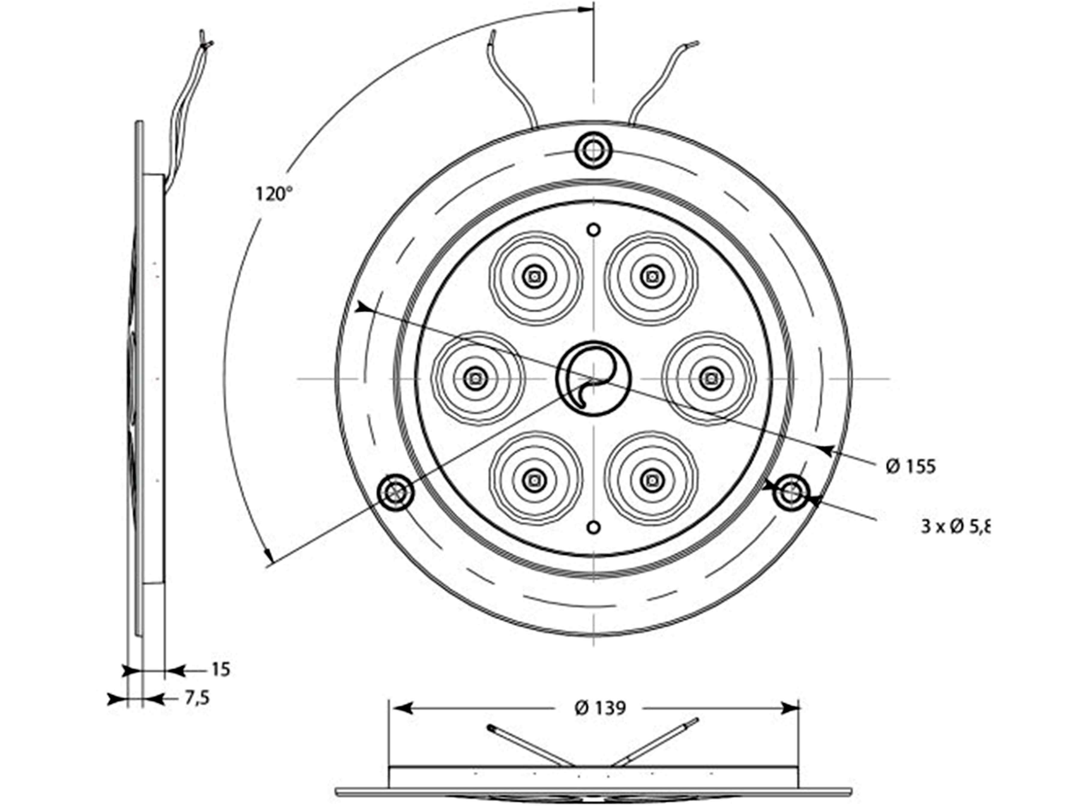 Taklampa IRIZIUM AR 1000 12/24 V försänkt