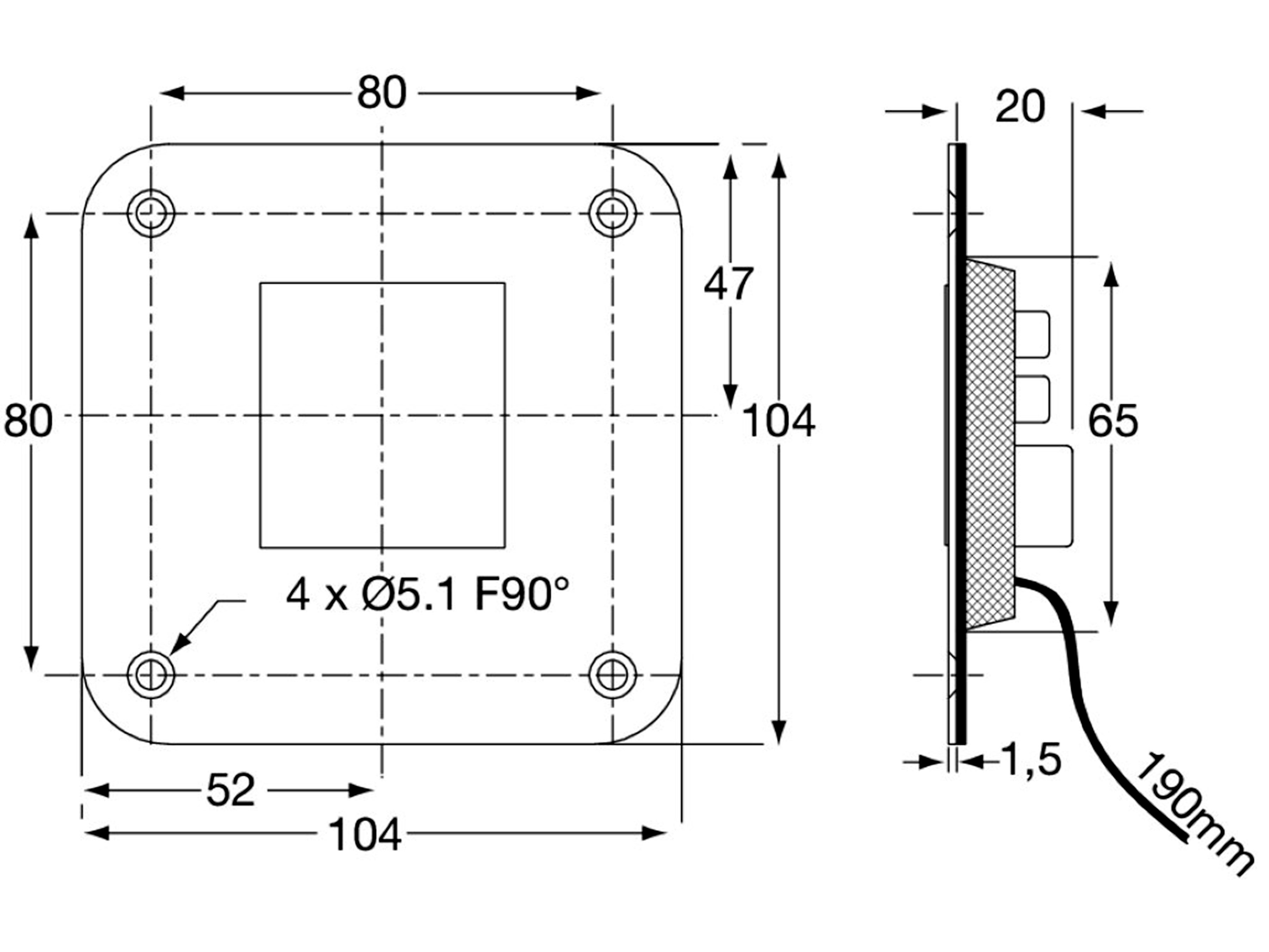 Timer switch 12/24 V, försänkt
