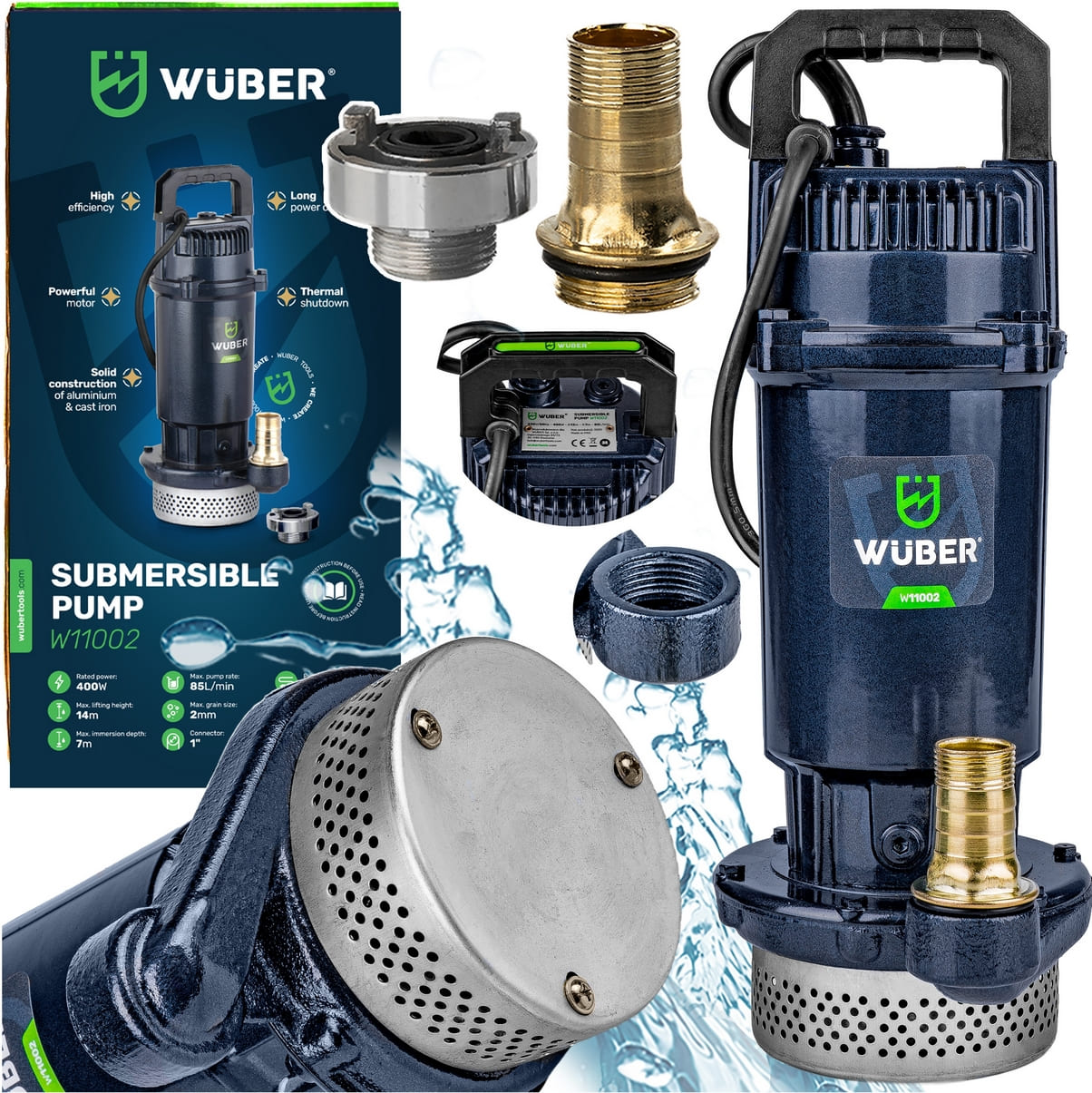 Dränkbar vattenpump för smutsigt vatten 85 l/min , 400W, Wuber - 10