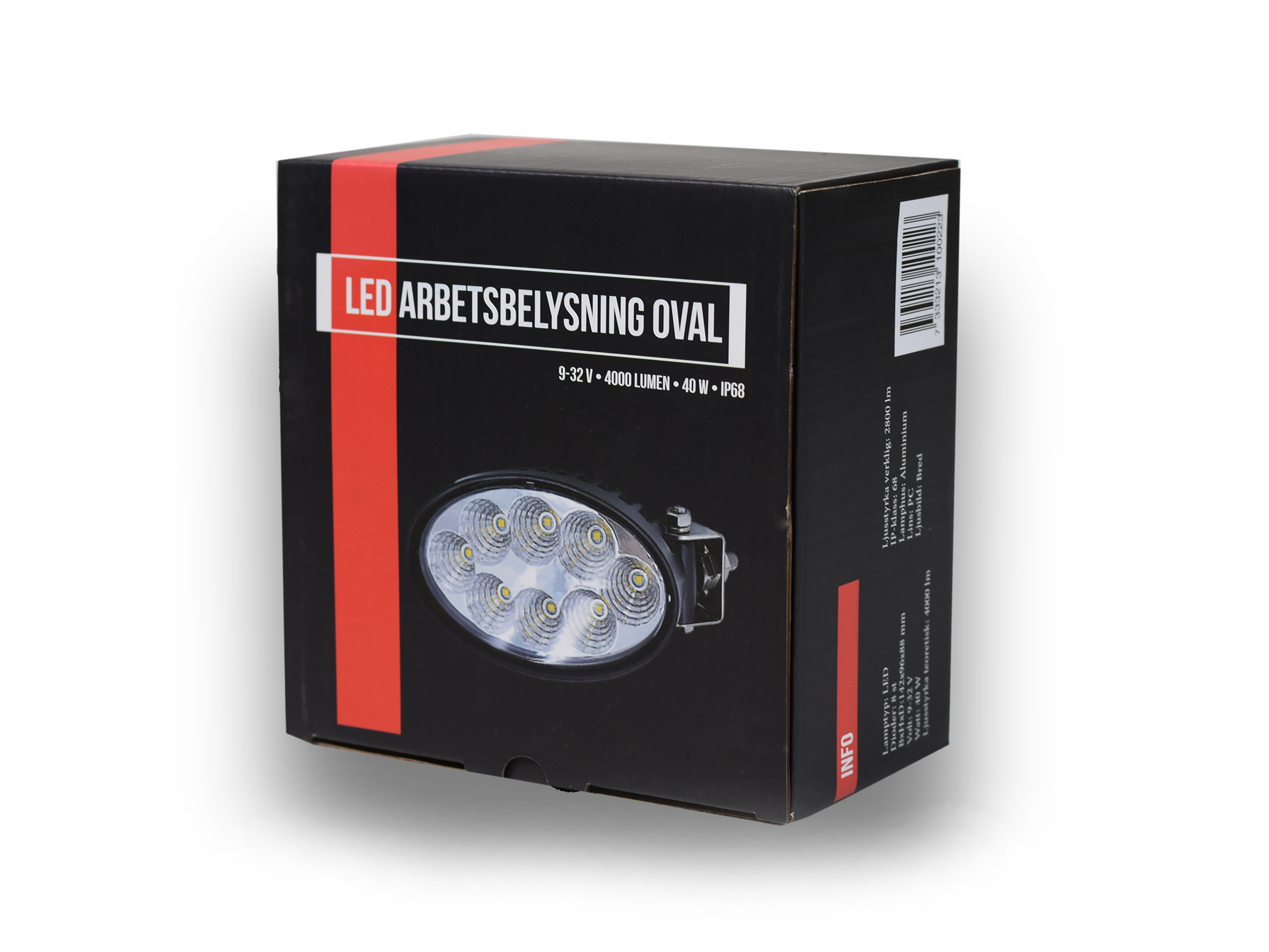 BriodLights LED Arbetslampa oval med vridbart sidofäste – 12 st - 4