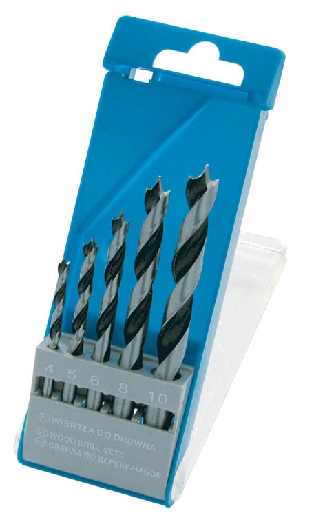 PROLINE TOOLS Träborr, sats 5st 4-10 mm, Platt Plastask, Proline