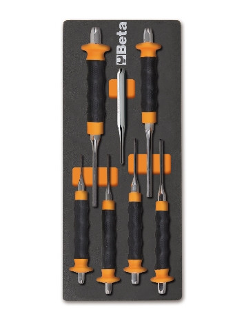 Dornuppsättning 7 Delar Härdat Stål, Ergonomiska Handtag, Termoformad Bricka, BETA Tools