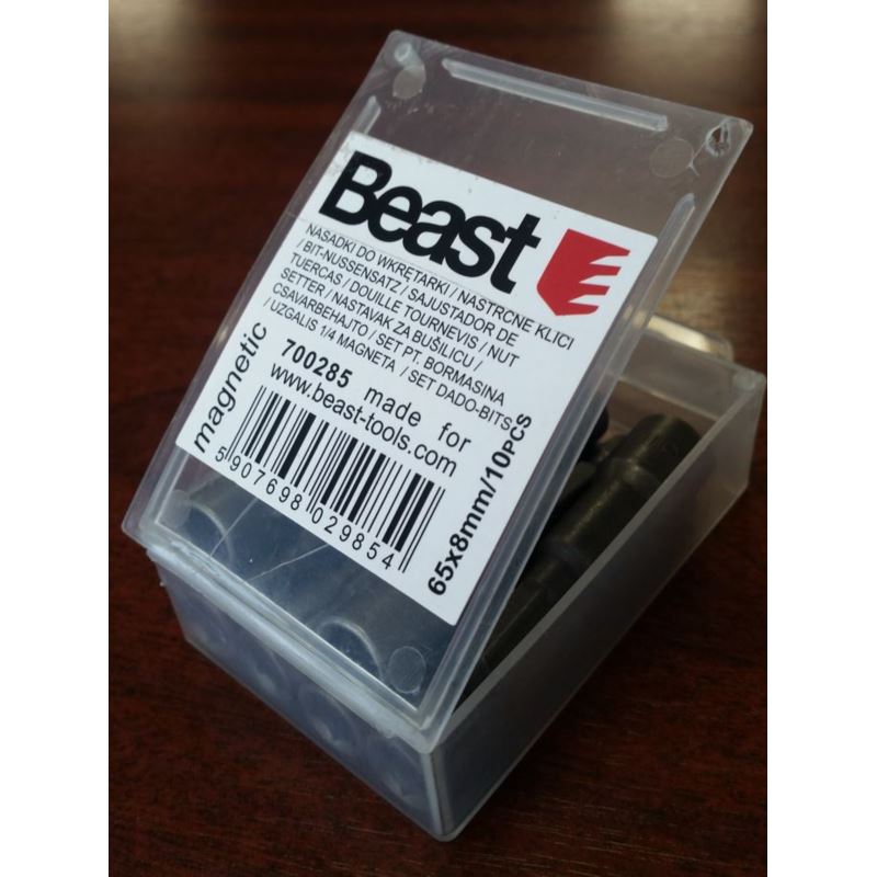 Beast Hylsor för skruvdragare 8 mm x 65 mm 10 st magnetiska