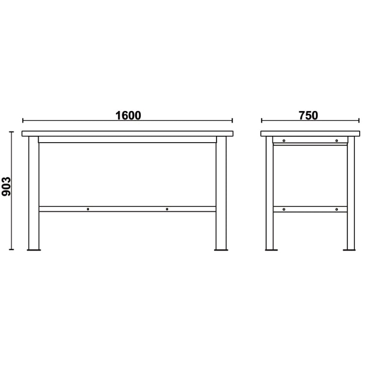 Arbetsbänk Enkel 1, 6m Rostfri Stål-MDF 1000 kg Golvfäste, BETA Tools - 2