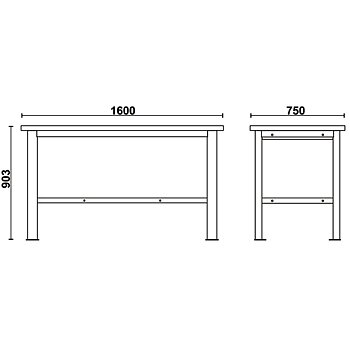 Arbetsbänk Enkel 1, 6m Rostfri Stål-MDF 1000 kg Golvfäste, BETA Tools