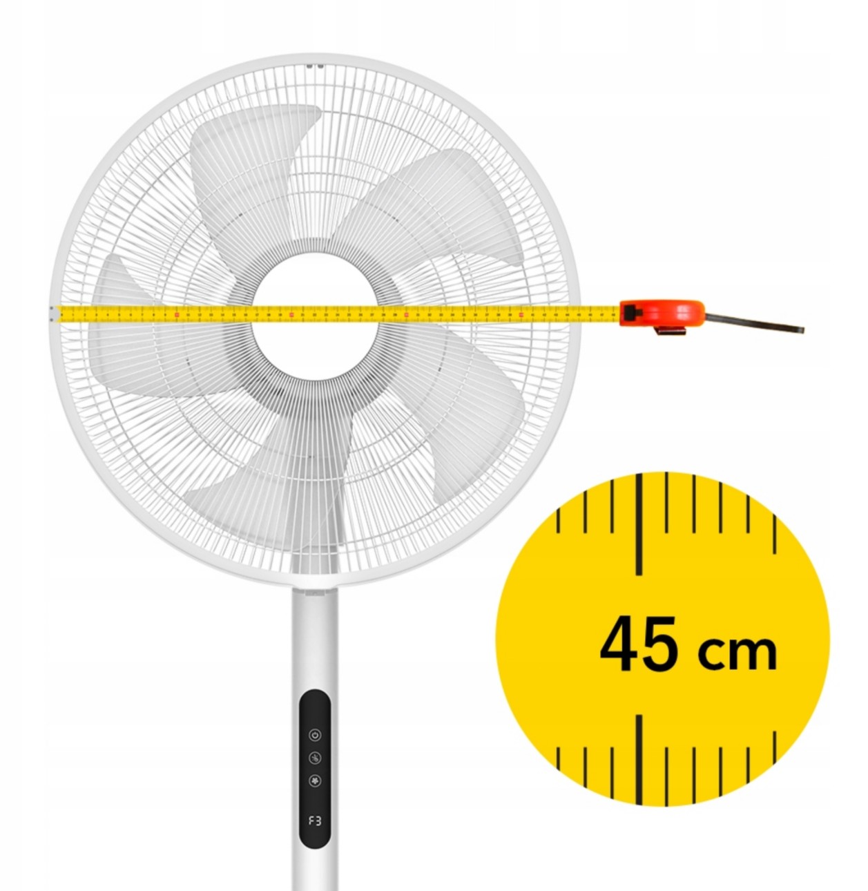 Golvfläkt, tyst, 5 transparenta blad, 45 cm 60W, fjärrkontroll, höjdjusterbar, EBERG - 10