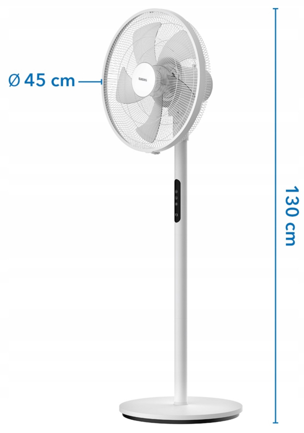 Golvfläkt, tyst, 5 transparenta blad, 45 cm 60W, fjärrkontroll, höjdjusterbar, EBERG - 5