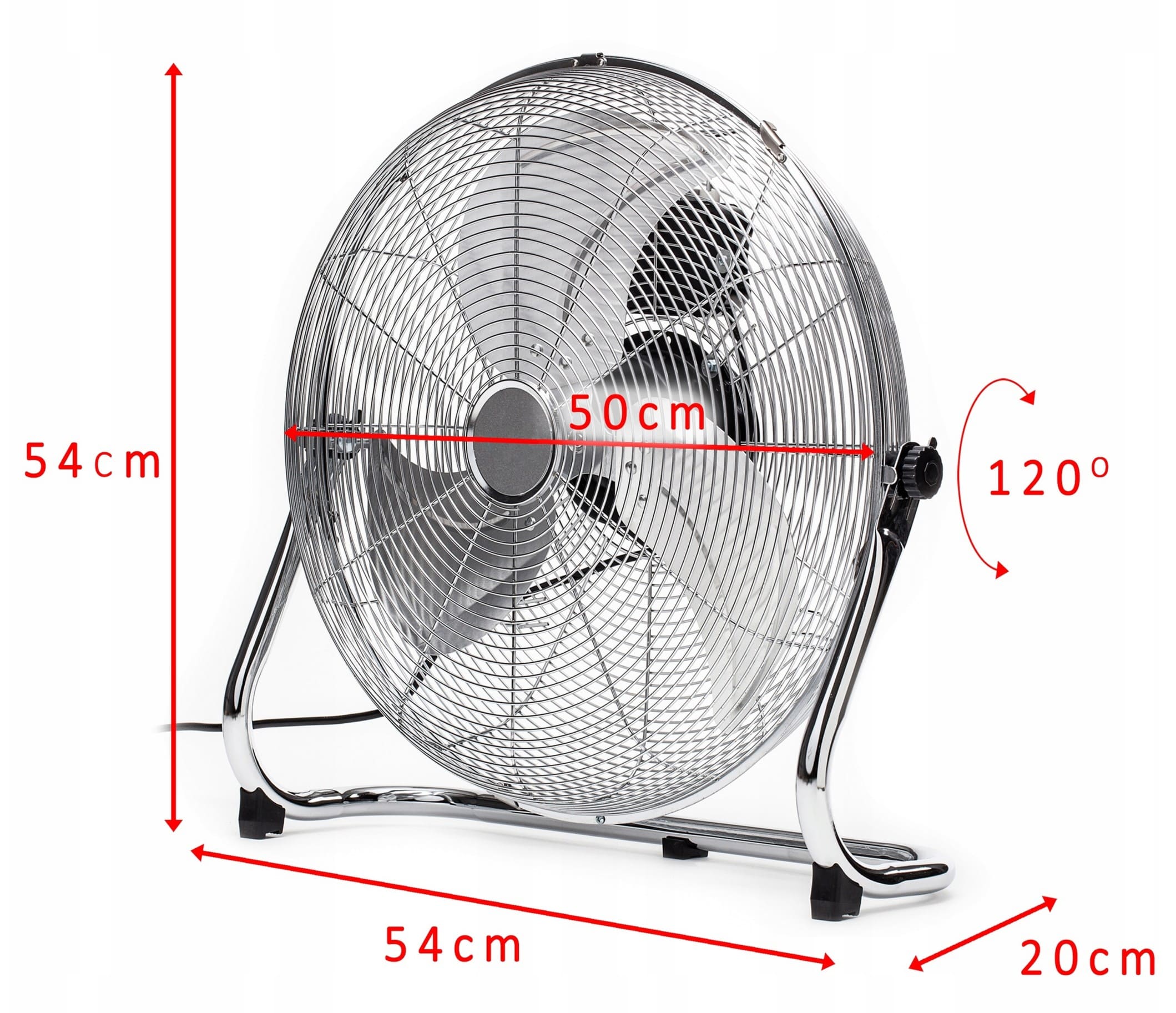 Övriga 3 Cirkulationsfläkt Golvfläkt 50 cm 110 W Krom Metall 3 Hastigheter - 2