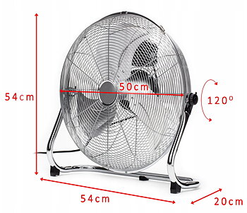 Övriga 3 Cirkulationsfläkt Golvfläkt 50 cm 110 W Krom Metall 3 Hastigheter