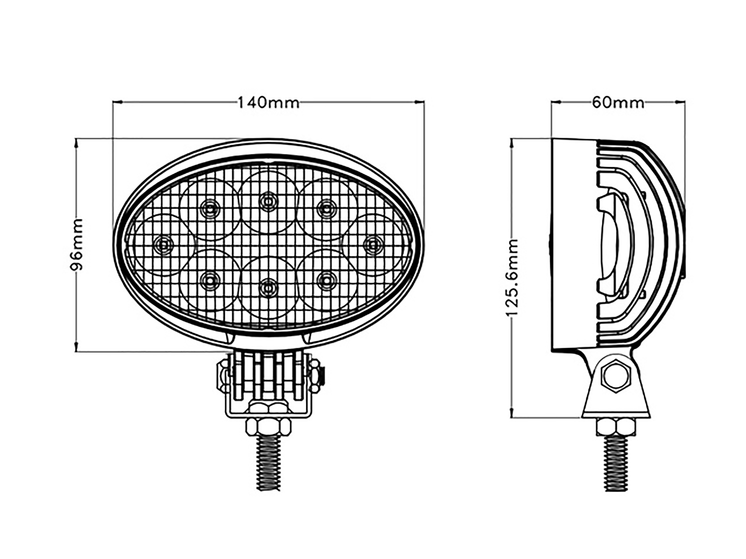 BriodLights LED Arbetslampa oval 2400 lm