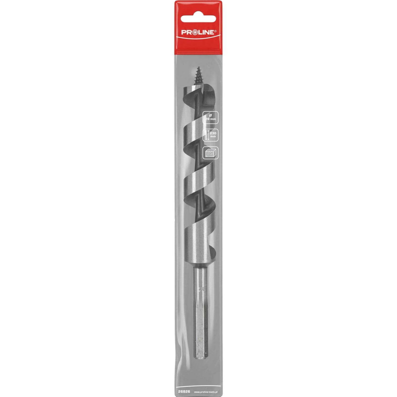 PROLINE TOOLS Extra lång Träborr Spiralträborr 26mm, 230mm lång, Sexkantsfäste med Plastetui, Proline - 7