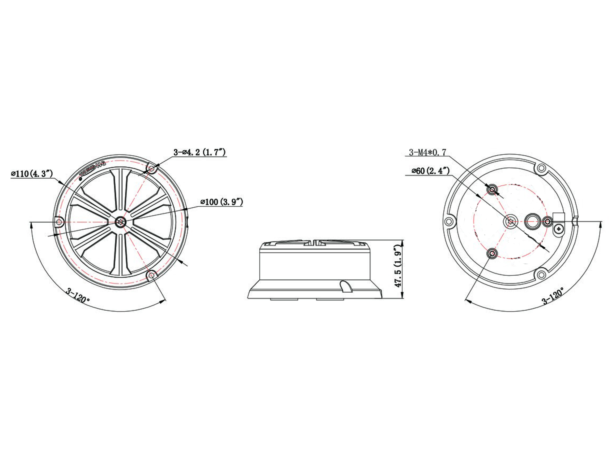 Roterande V-ljus FD24 mini planmontage