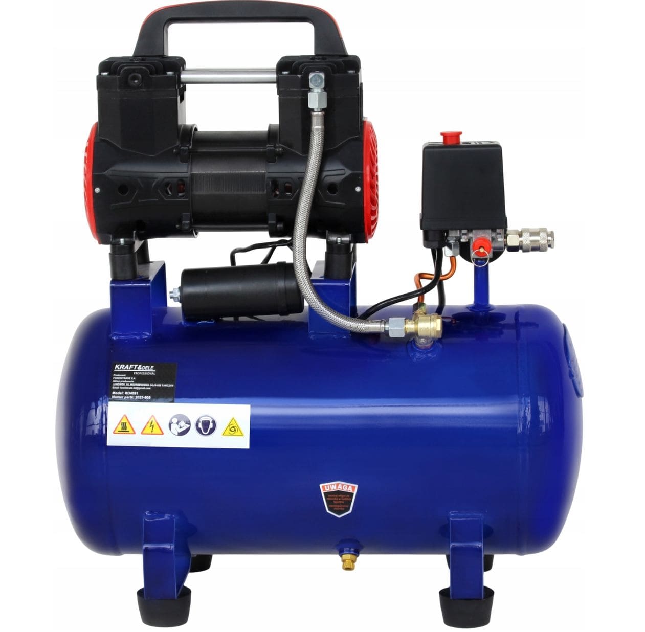 KRAFT&DELE Kompressor Oljefri 30L 1500W 285 l/min Tyst Verkstadskompressor - 10