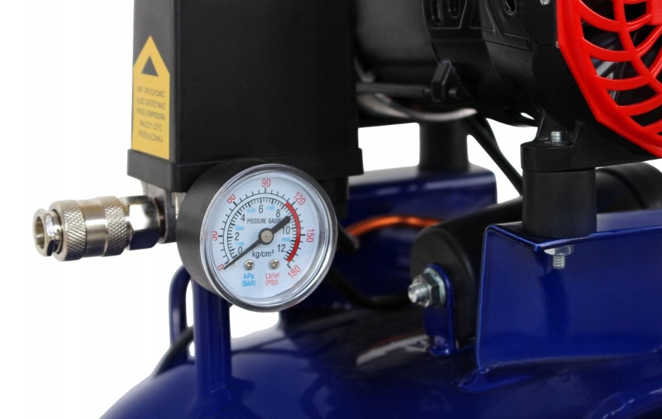 Oljefri Kompressor 50L 1500W 290L/min Rund Tyst 75dB Hopfällbart Handtag, Kraft&Dele - 3