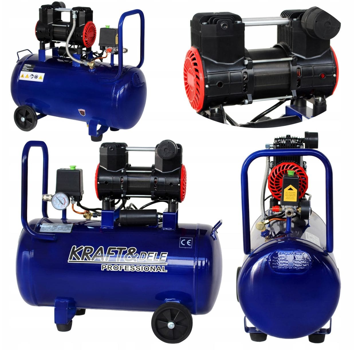 Oljefri Kompressor 50L 1500W 290L/min Tyst 75dB, Kraft&Dele
