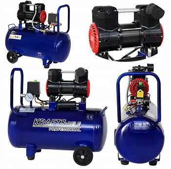 Oljefri Kompressor 50L 1500W 290L/min Tyst 75dB, Kraft&Dele