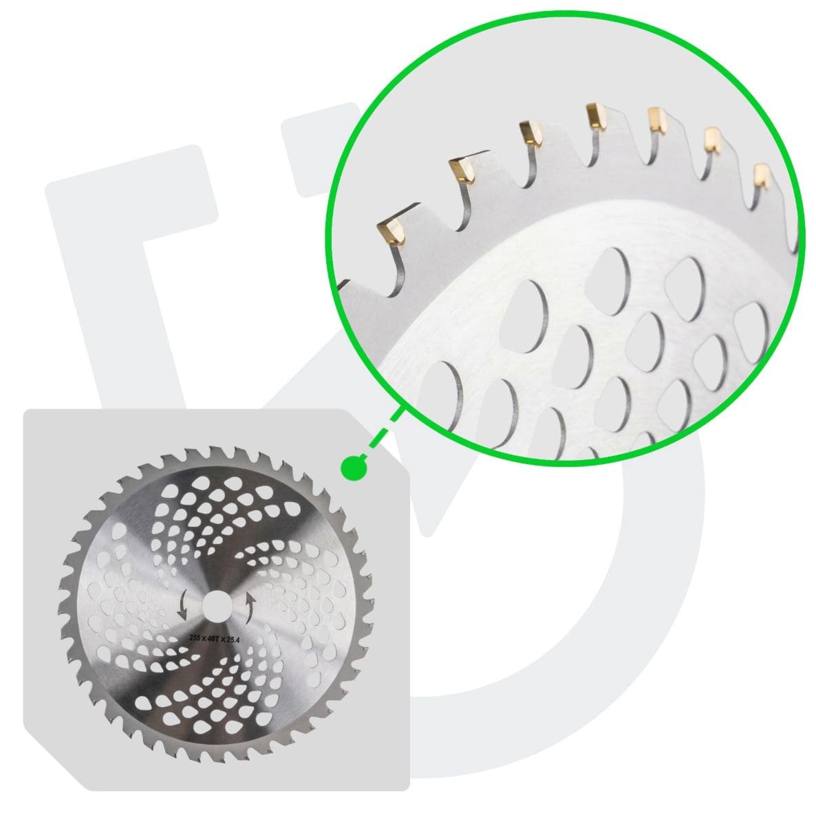 Wuber Tools Röjsågsklinga 2st 255x25,4mm 40T Hårdmetalltänder med Reducerring 20mm, Wuber - 5