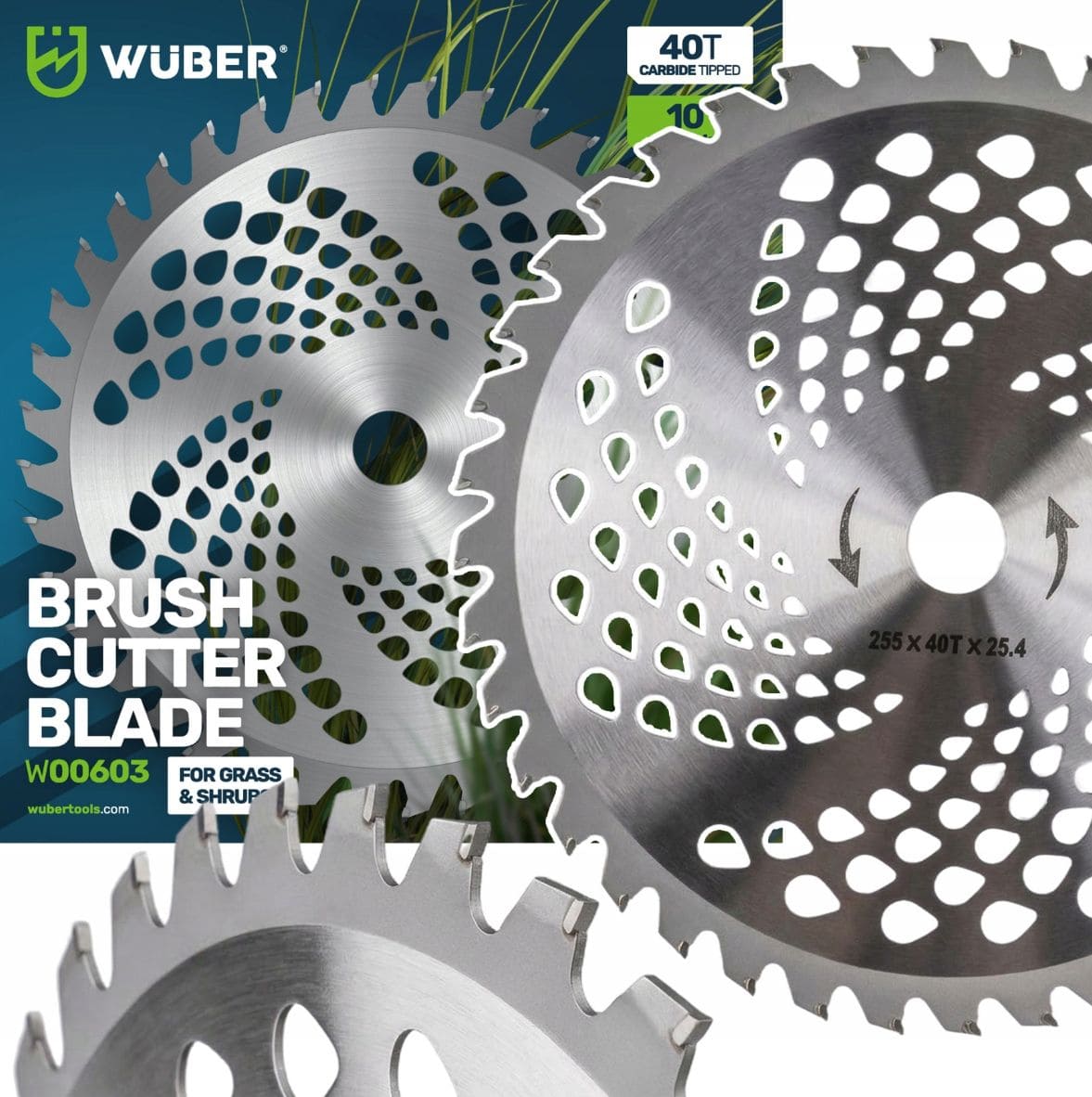 Wuber Tools Röjsågsklinga 2st 255x25,4mm 40T Hårdmetalltänder med Reducerring 20mm, Wuber