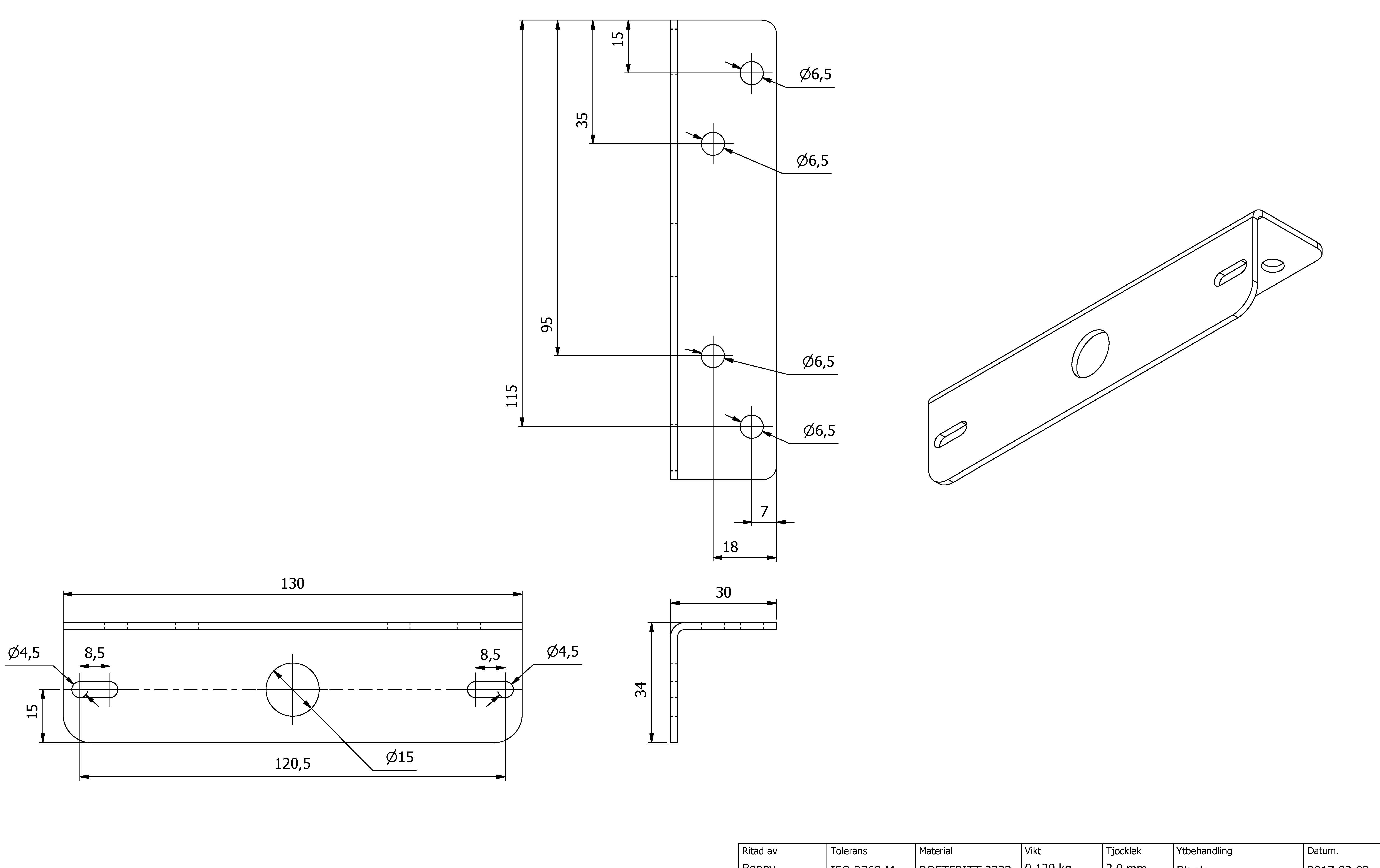 Hållare rostfri för blixtljus 130x30x30 mm - 2