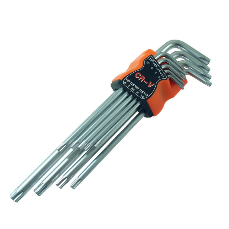 TORX-nyckelsats 9 delar, krom-vanadium, t10-t50, Beast