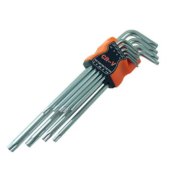 TORX-nyckelsats 9 delar, krom-vanadium, t10-t50, Beast