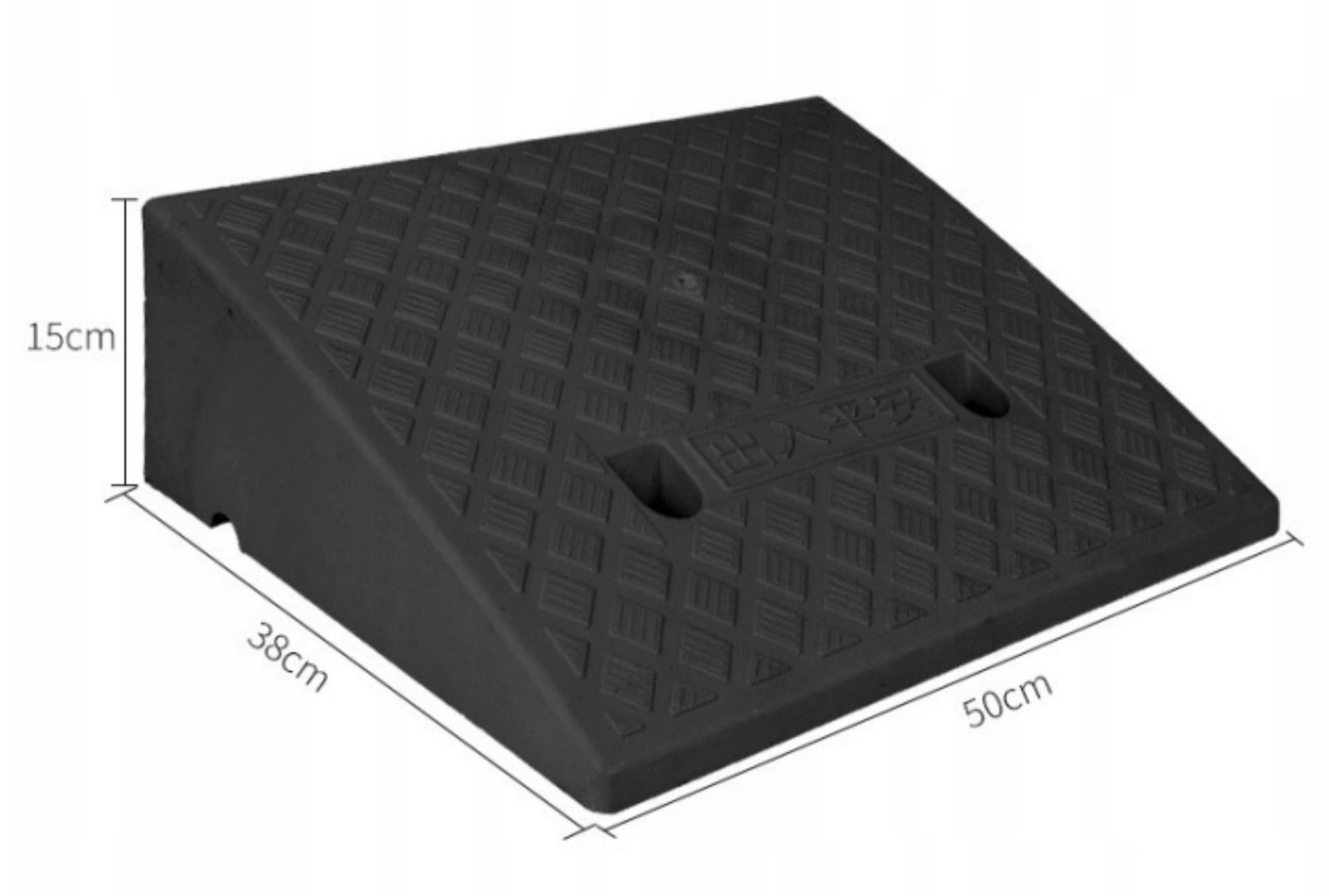 Uppkörningsramp 15cm, 1st ramp för biluppfart, kantramp, svart gummikomposit - 3