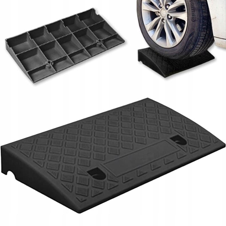 Uppkörningsramp 15cm, 1st ramp för biluppfart, kantramp, svart gummikomposit