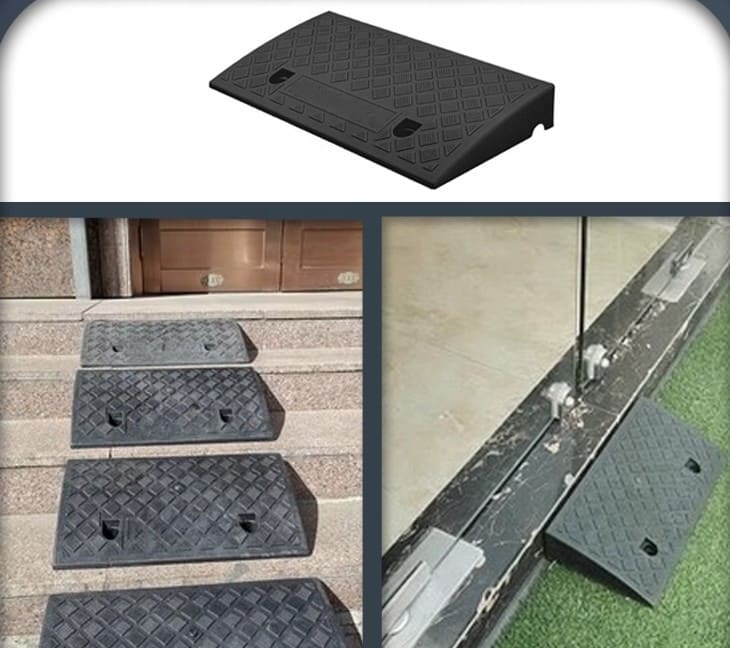 Uppkörningsramp 15cm, 1st ramp för biluppfart, kantramp, svart gummikomposit - 7