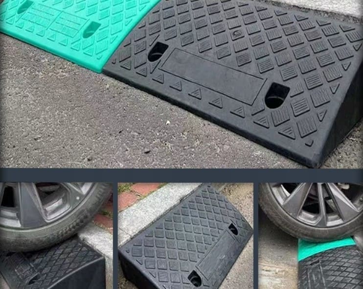 Uppkörningsramp 15cm, 1st ramp för biluppfart, kantramp, svart gummikomposit - 10
