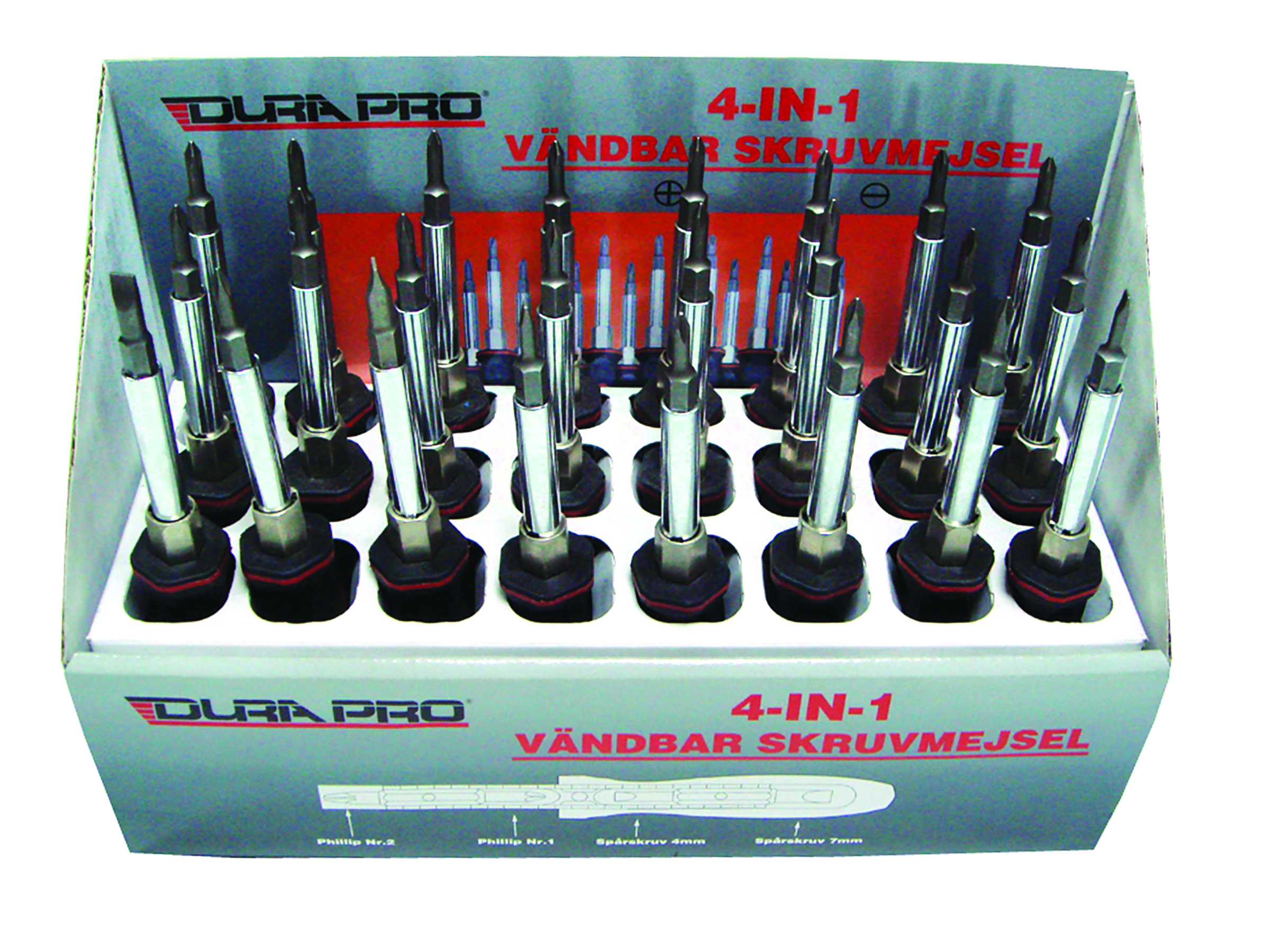 4-IN-1 24 st vändbara skruvmejslar i display