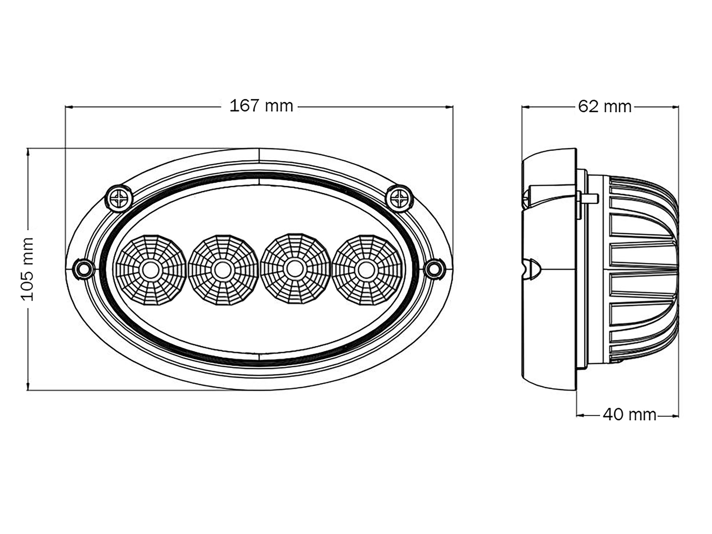 Traktorlampa Oval MF - 2