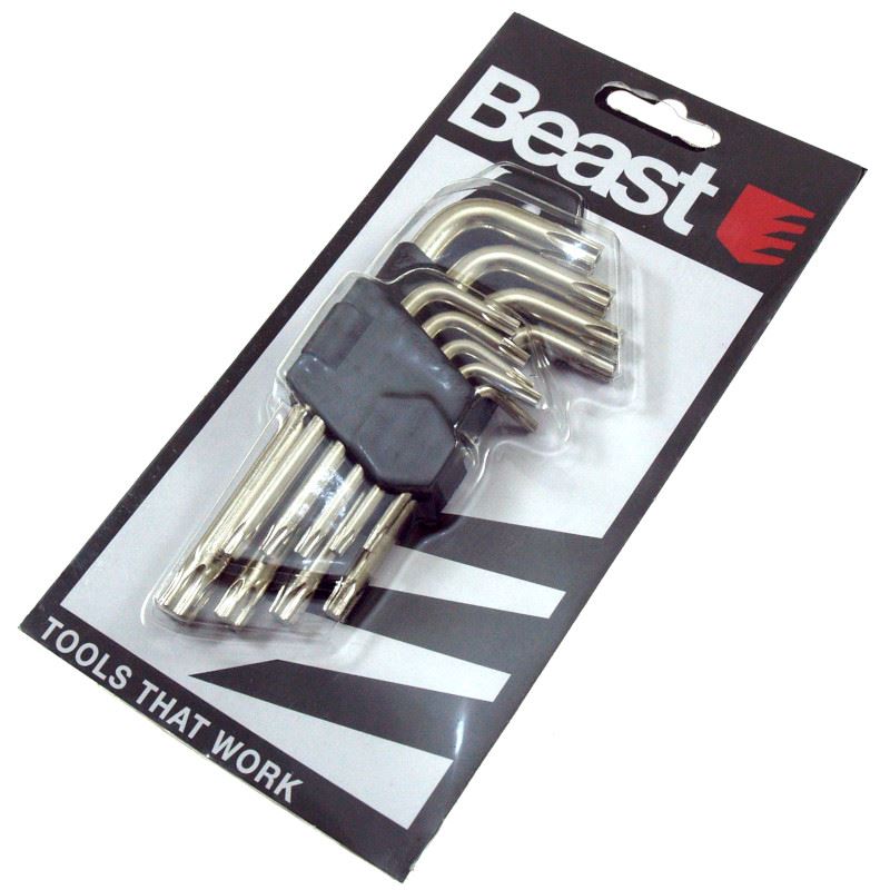 TORX-nyckelsats 9 delar, krom-vanadiumstål, Beast