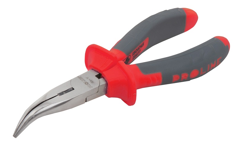 PROLINE TOOLS Flacktång böjd 160 mm, Rundad Käft, Proline