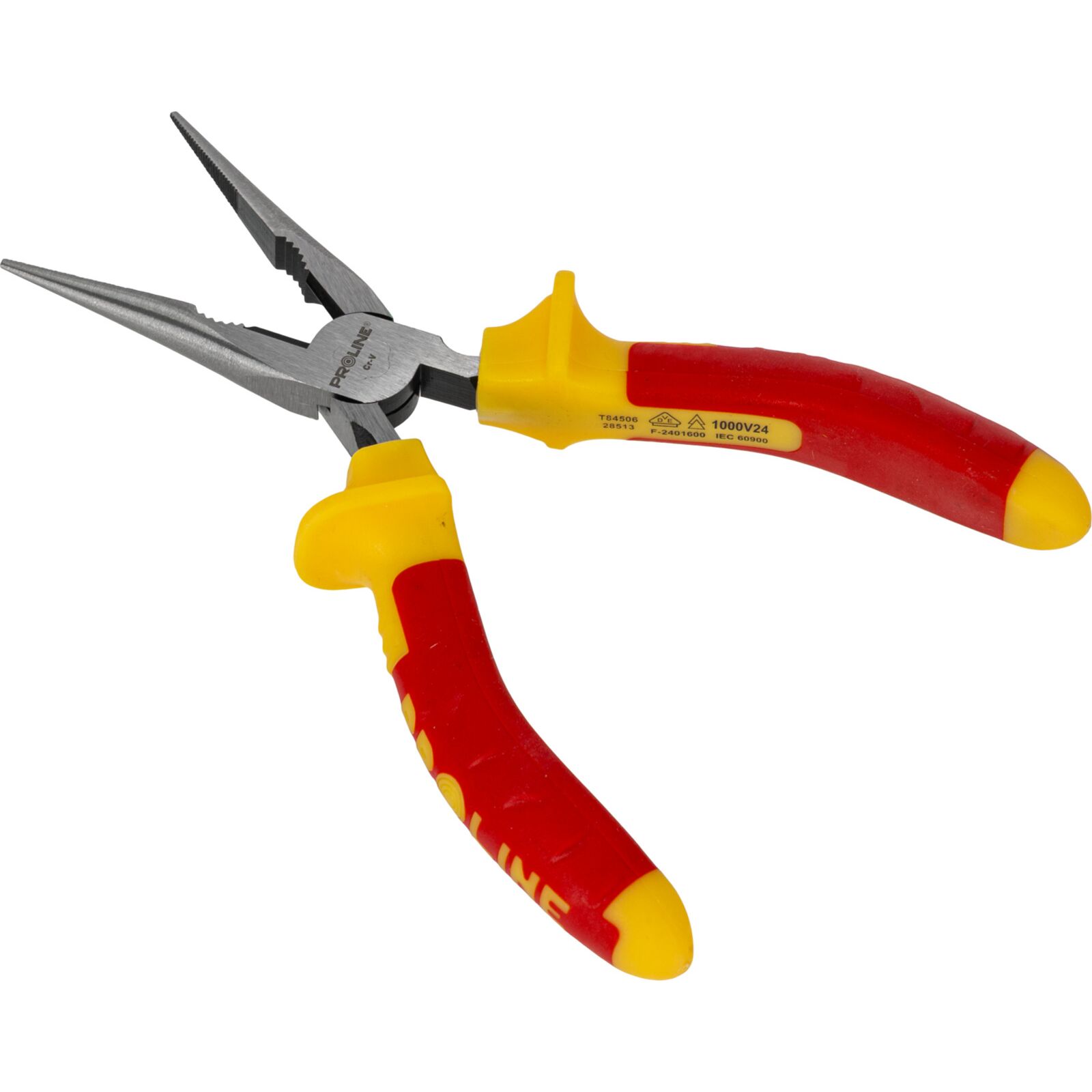 PROLINE TOOLS Flacktång 160 mm, Rundad Käft, 1000V, med Avbitare, Fäfflad, Proline - 3