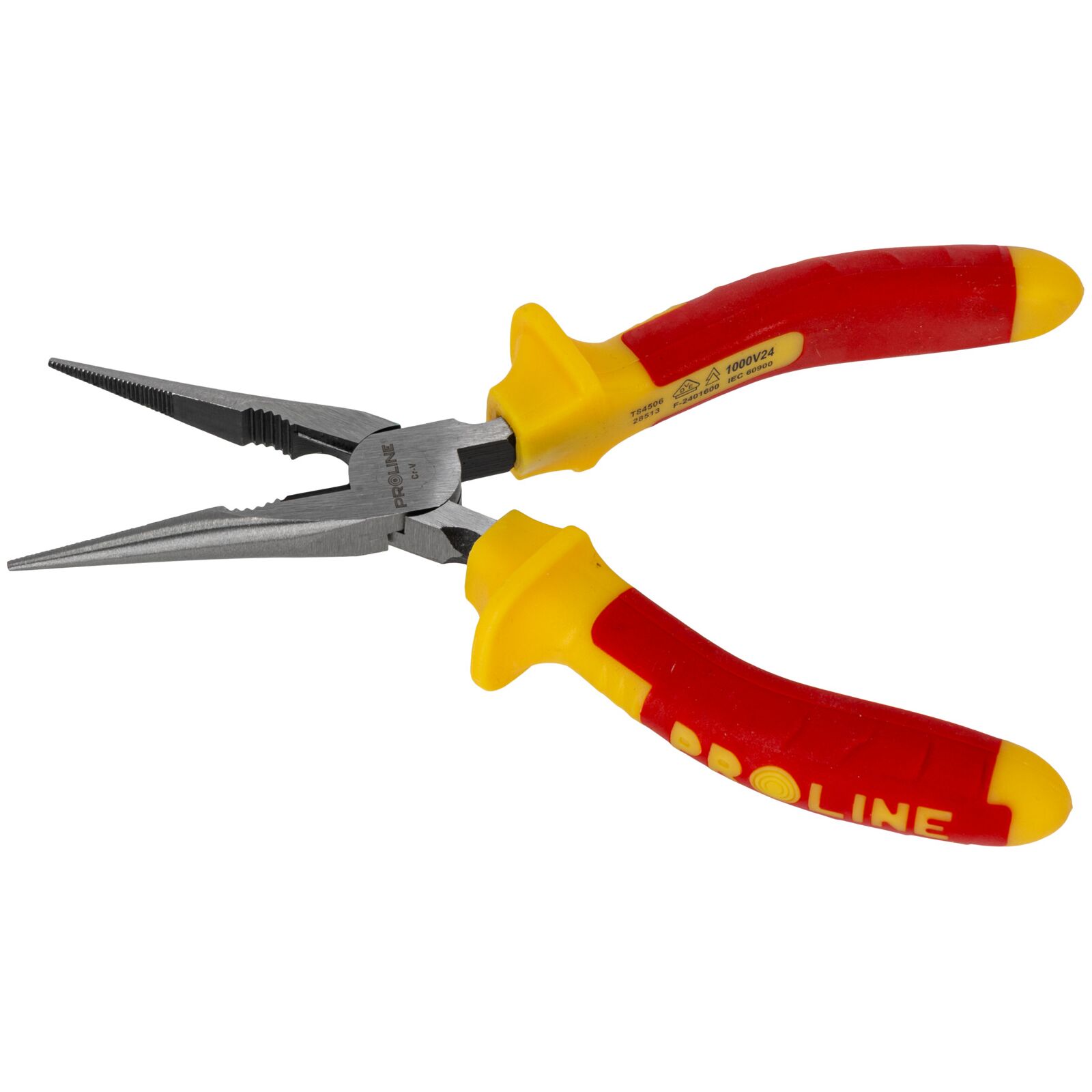PROLINE TOOLS Flacktång 160 mm, Rundad Käft, 1000V, med Avbitare, Fäfflad, Proline - 4