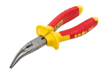 PROLINE TOOLS Flacktång böjd 160 mm rundad käft 1000V, med avbitare, fäfflad, Proline