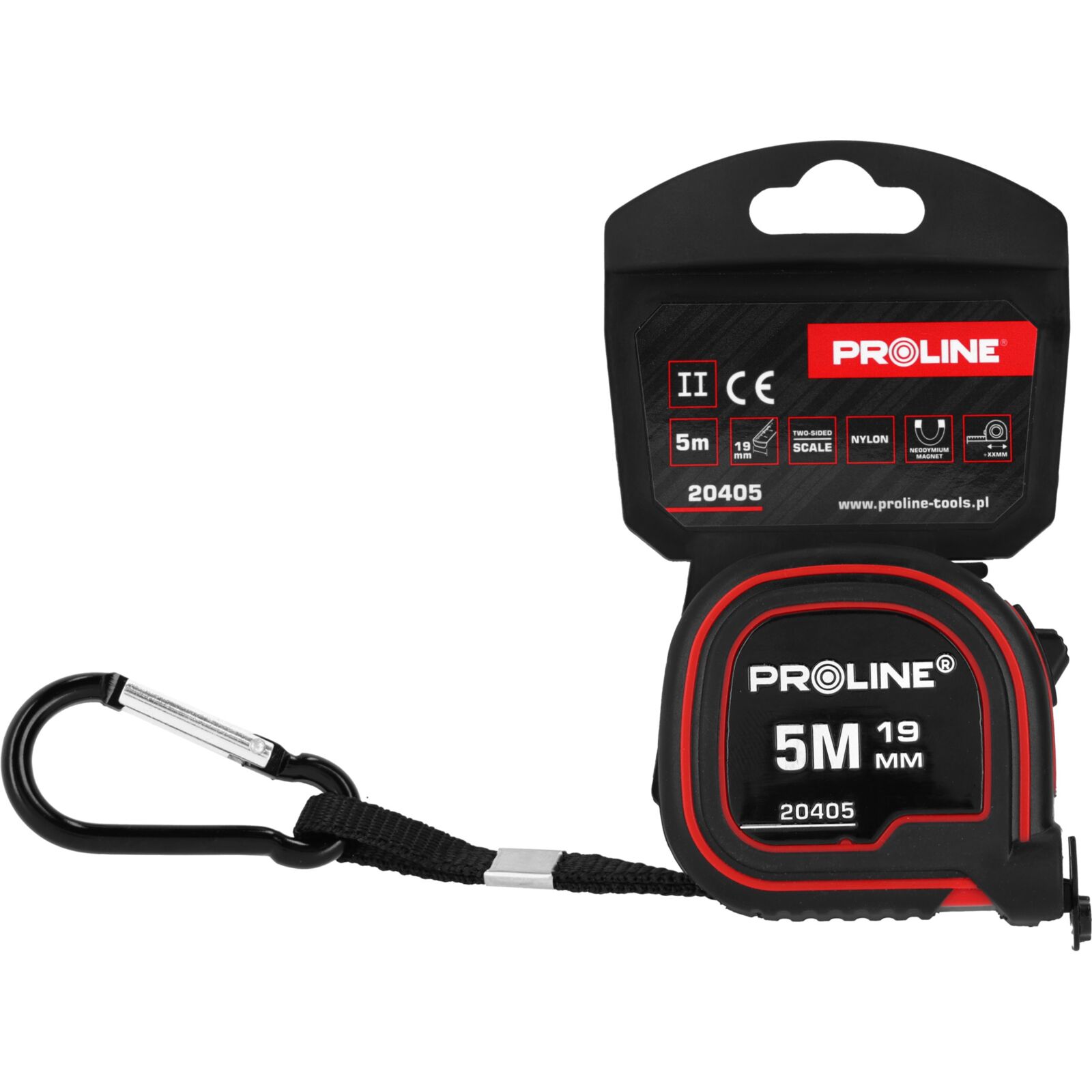 PROLINE TOOLS Måttband 3m/16 mm, Tvåsidigt, Nylon, Klämma, CE, Proline - 5