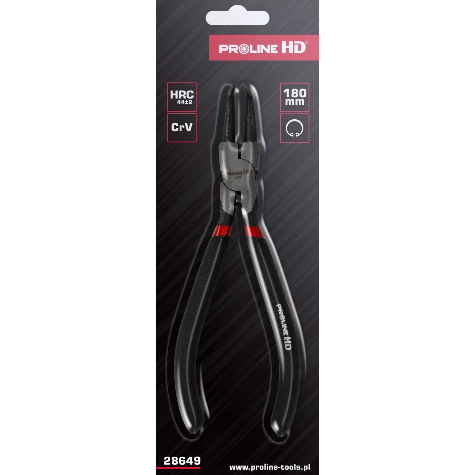 PROLINE TOOLS Spårringstång vinklade käftar 180 mm, för invändiga spårringar, Proline - 5