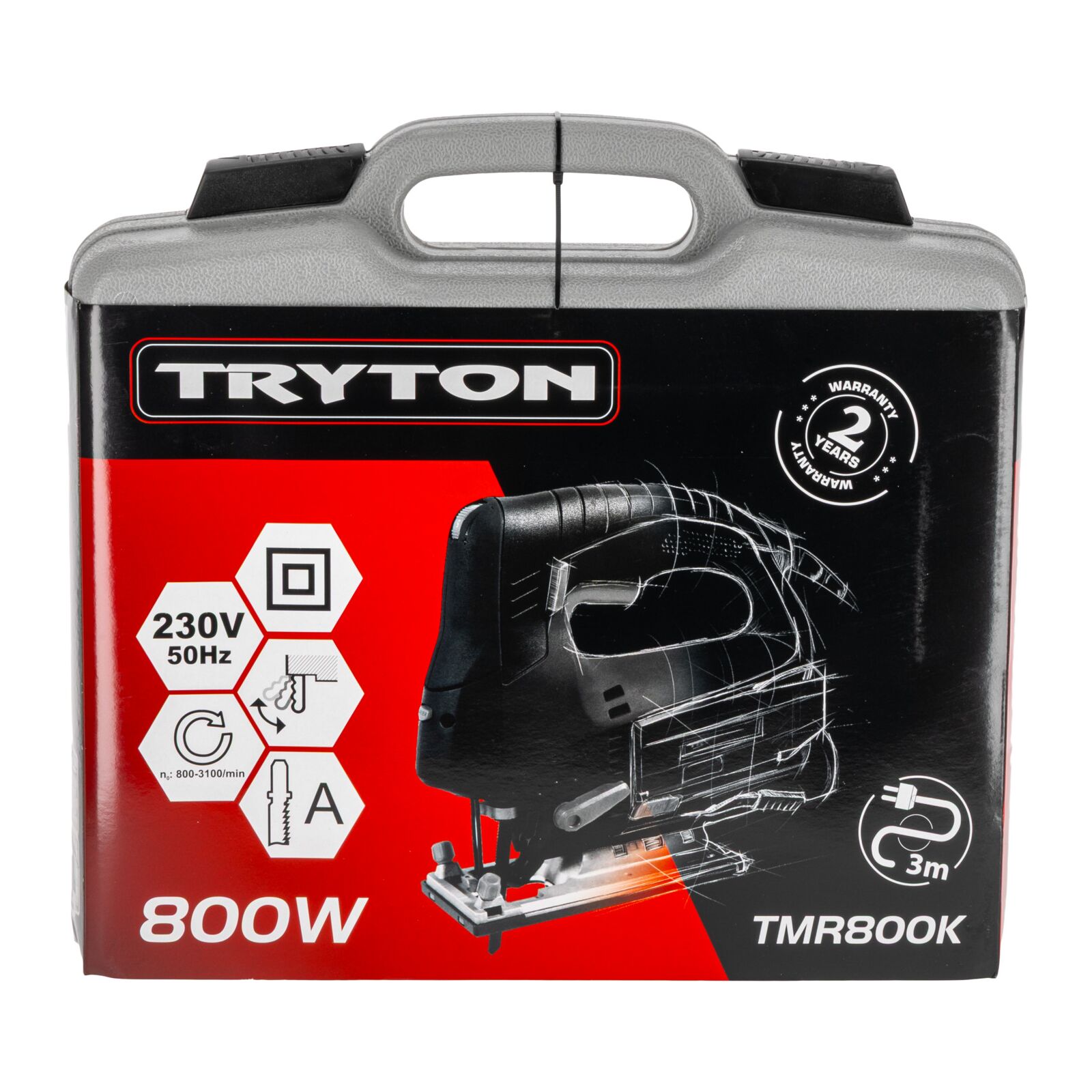 Tryton Sticksåg 800W, 0-3000 sågningar/min, 110 mm, LASER, inkl. väska - 7