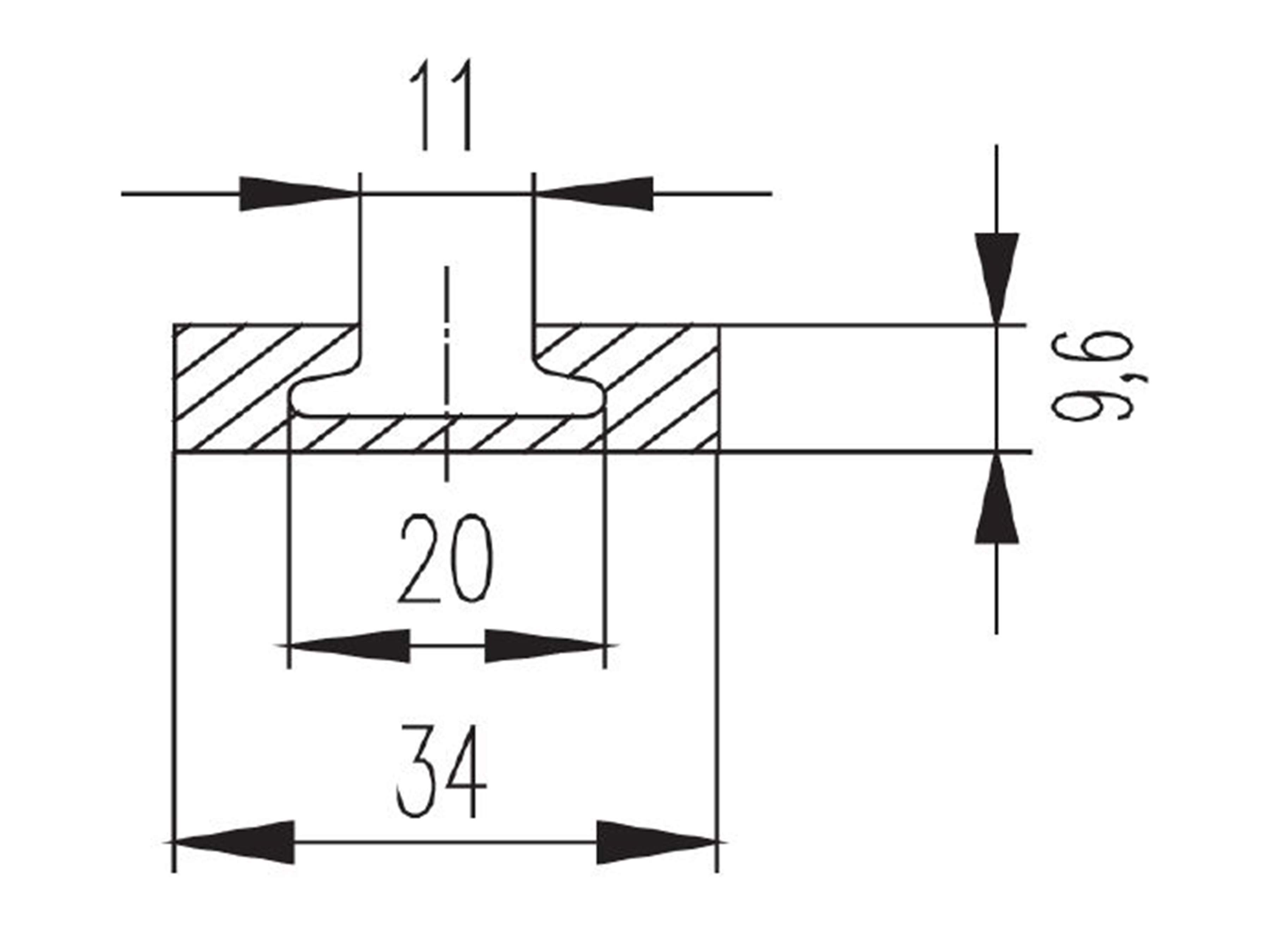 Airlineskena utanpåliggande 2 998 mm med spår - 2