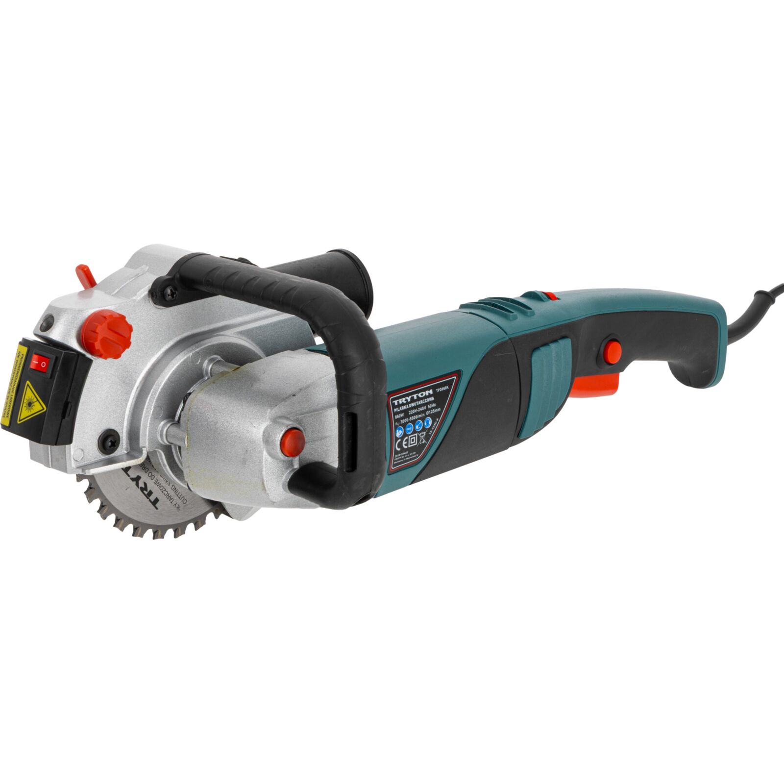 Tryton Såg med Dubbla Blad 860W, 125 mm, 3000-5500 RPM, Laser, Inkl. Väska - 3