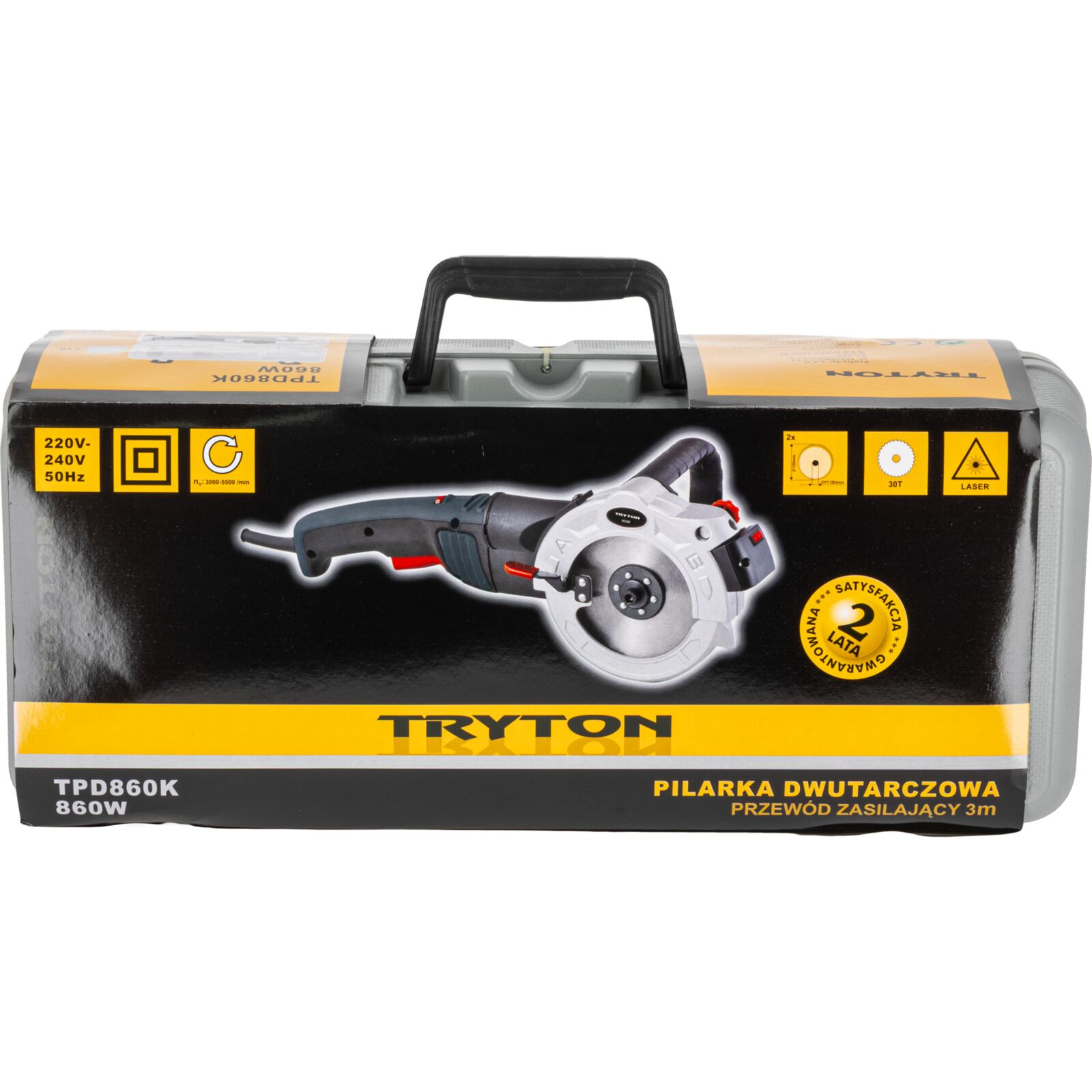Tryton Såg med Dubbla Blad 860W, 125 mm, 3000-5500 RPM, Laser, Inkl. Väska - 7