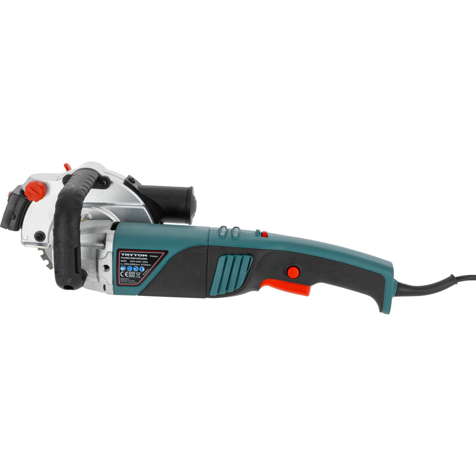 Tryton Såg med Dubbla Blad 860W, 125 mm, 3000-5500 RPM, Laser, Inkl. Väska - 4