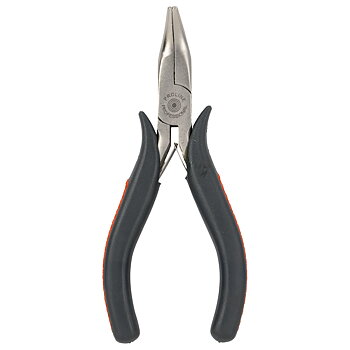 PROLINE TOOLS Flacktång böjd 120 mm, Drop Forged, Härdad, Fjäder, Satin Finish, Röd Plast med Svart Antiglidmaterial, Proline