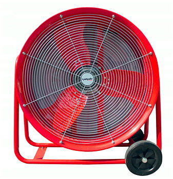 Kraftfull industrifläkt 330W IP54, trumfläkt golvmodell med hjul, orange pulverlackad, 60 cm (24) 8400m3/h, Xaram